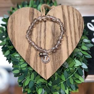 Sparkle Black Silver Anchor Bracelet